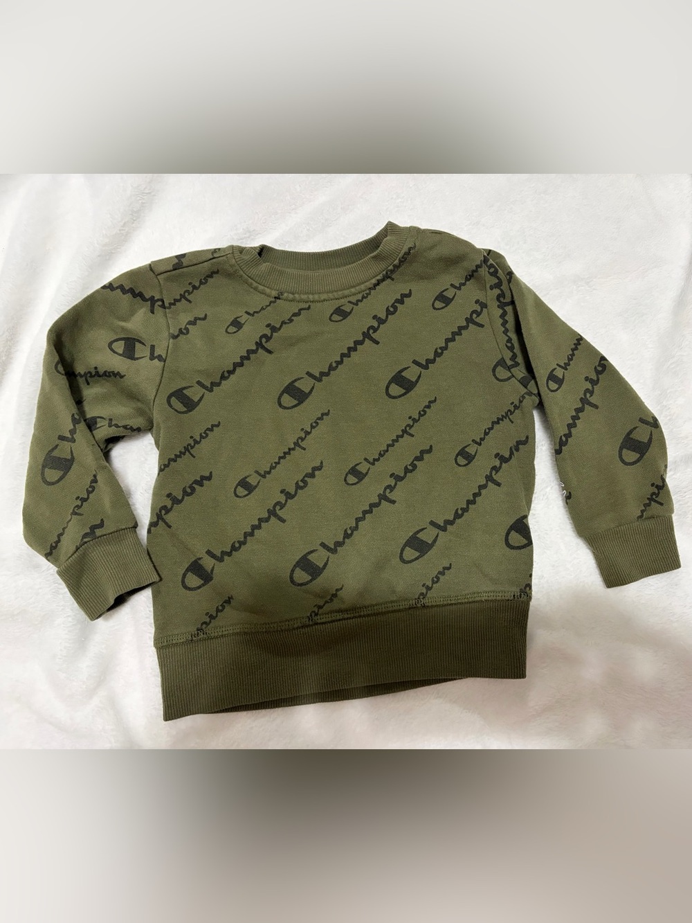 Champion Olive Green Kids 3T Crewneck Sweatshirt